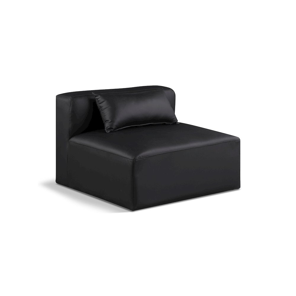 Cube Black Vegan Leather Armless Chair