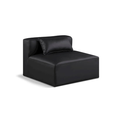 Cube Black Vegan Leather Armless Chair