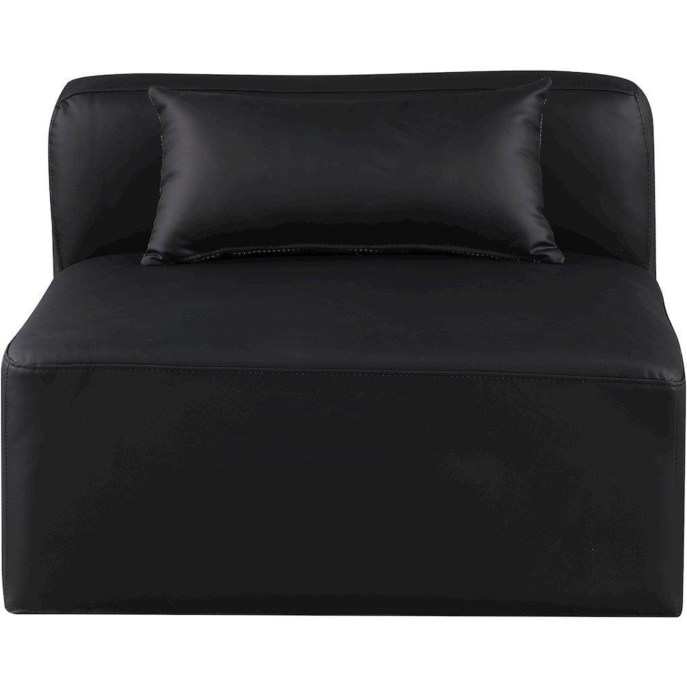 Cube Black Vegan Leather Armless Chair