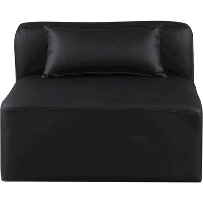 Cube Black Vegan Leather Armless Chair