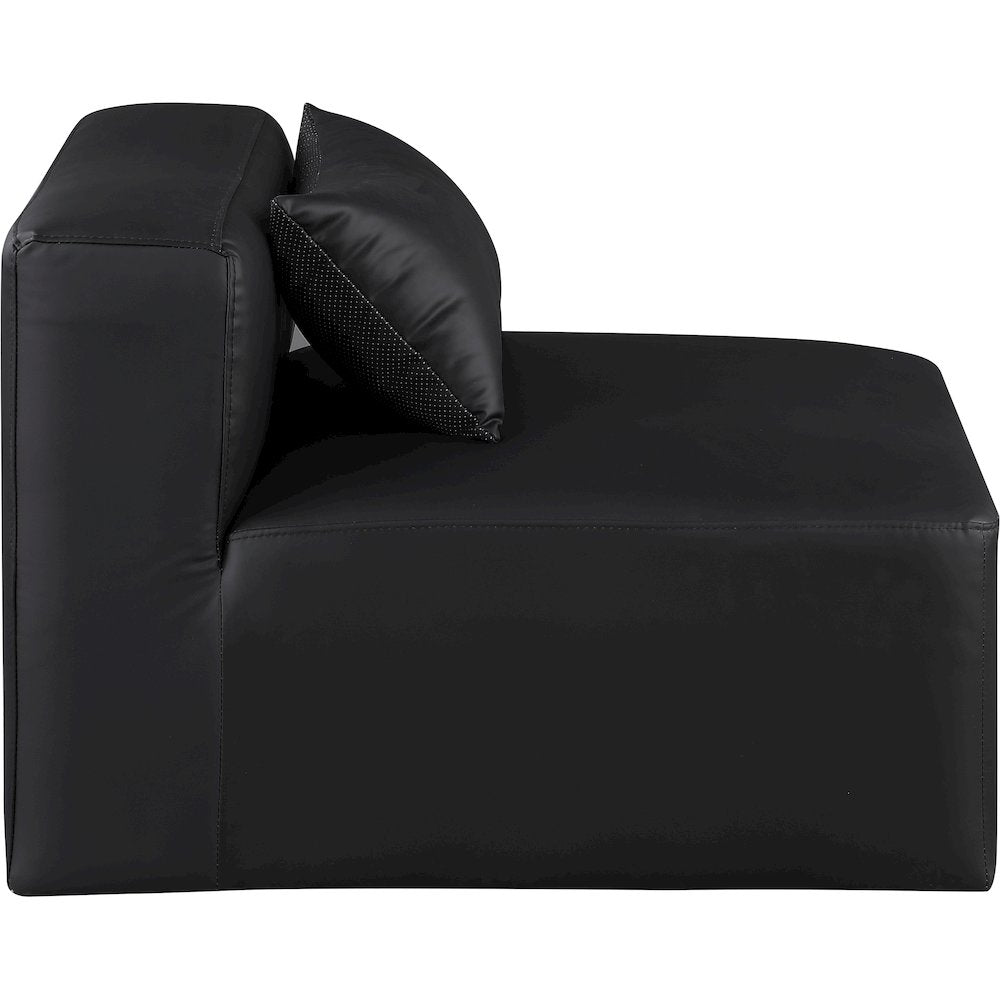 Cube Black Vegan Leather Armless Chair