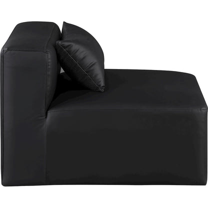 Cube Black Vegan Leather Armless Chair