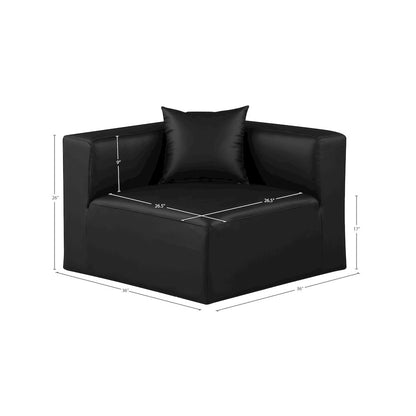 Cube Black Vegan Leather Corner Chair