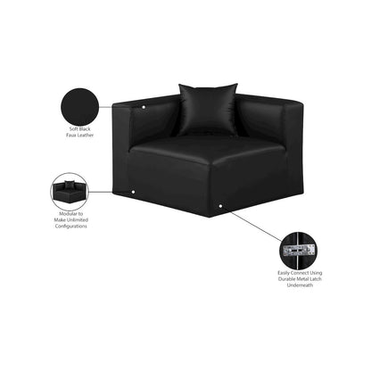 Cube Black Vegan Leather Corner Chair