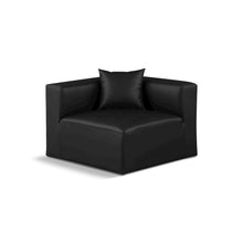 Cube Black Vegan Leather Corner Chair