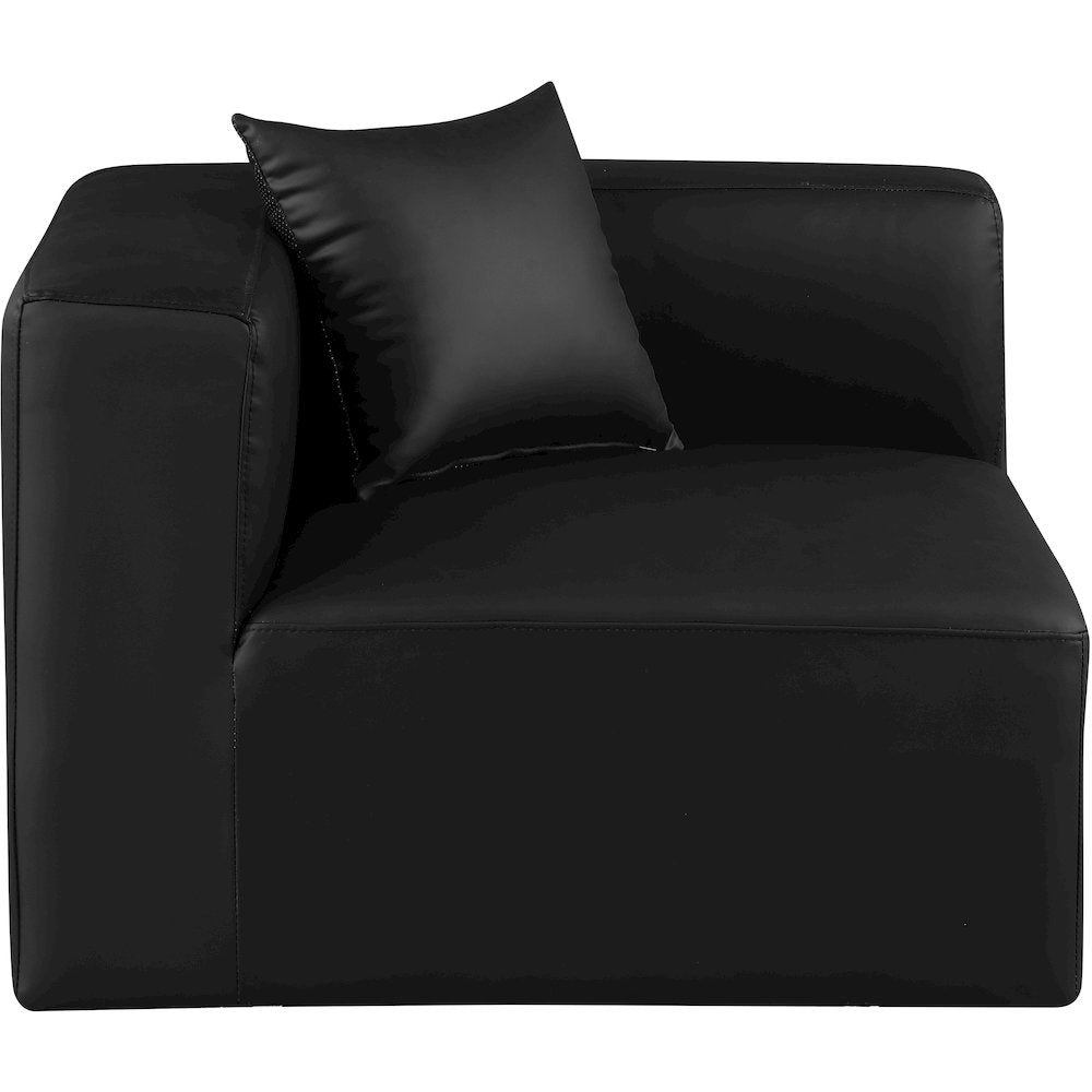 Cube Black Vegan Leather Corner Chair