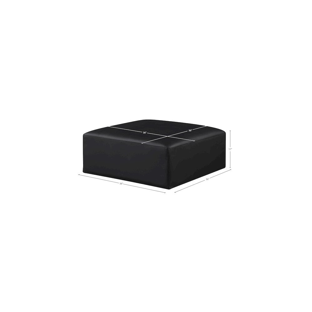 Cube Black Vegan Leather Ottoman