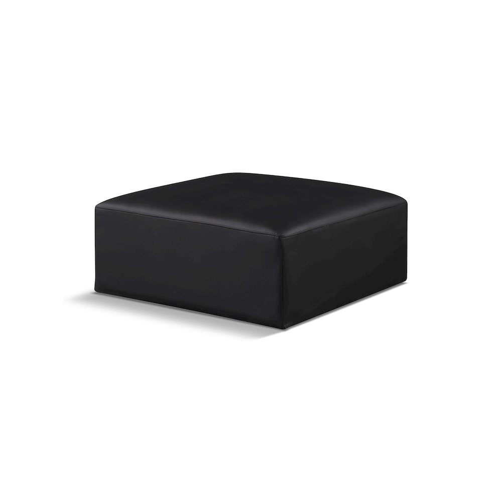 Cube Black Vegan Leather Ottoman