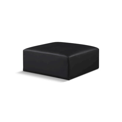 Cube Black Vegan Leather Ottoman