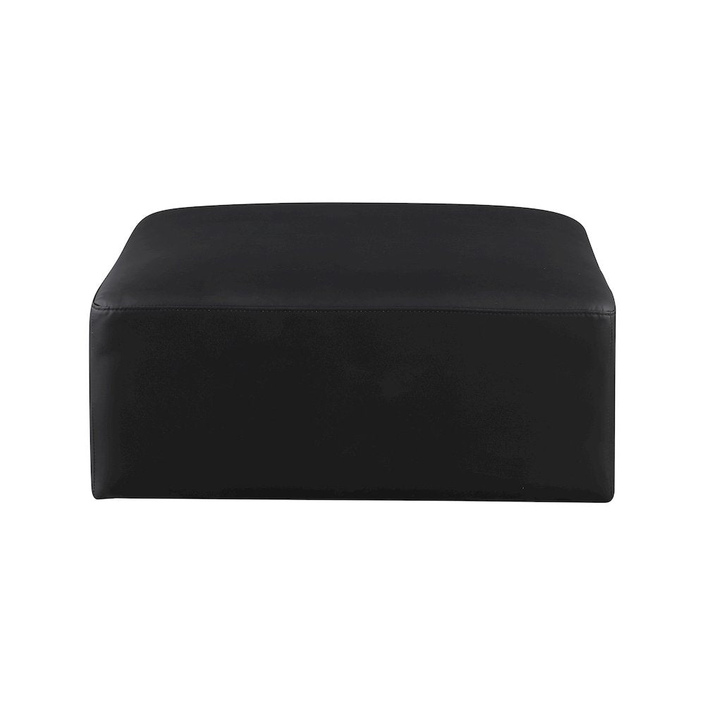 Cube Black Vegan Leather Ottoman
