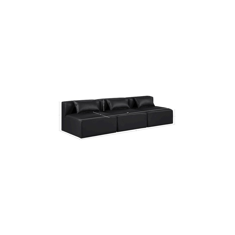 Cube Black Vegan Leather Modular Sofa