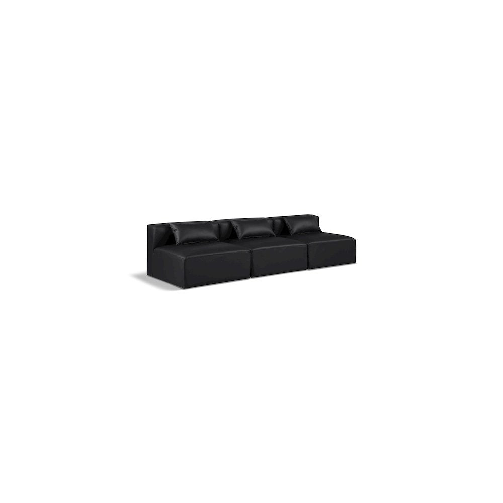 Cube Black Vegan Leather Modular Sofa