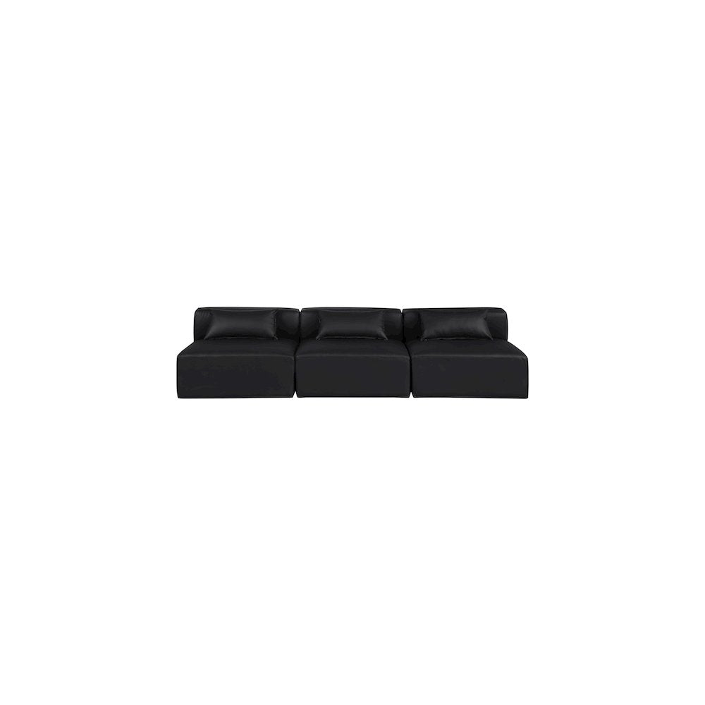 Cube Black Vegan Leather Modular Sofa
