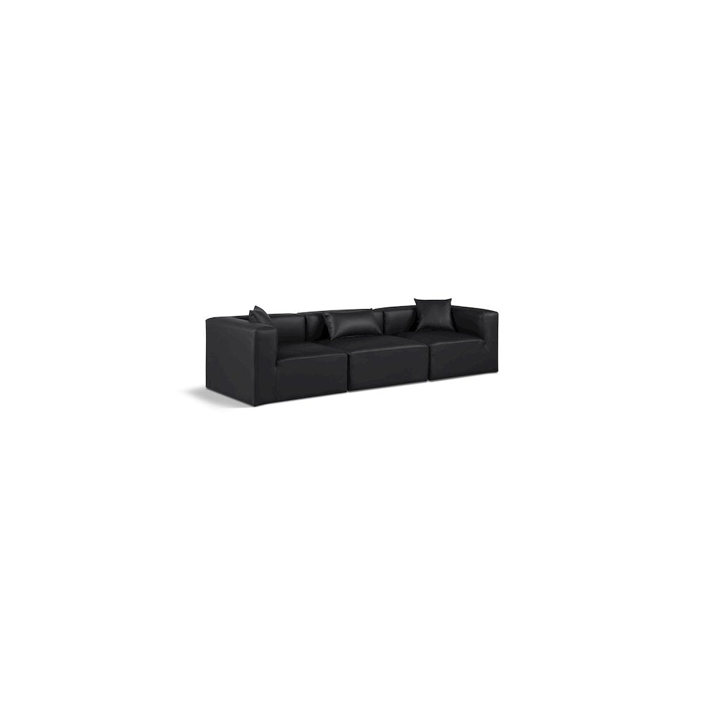 Cube Black Vegan Leather Modular Sofa