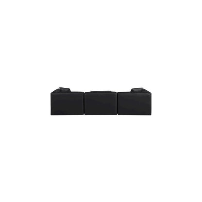 Cube Black Vegan Leather Modular Sofa