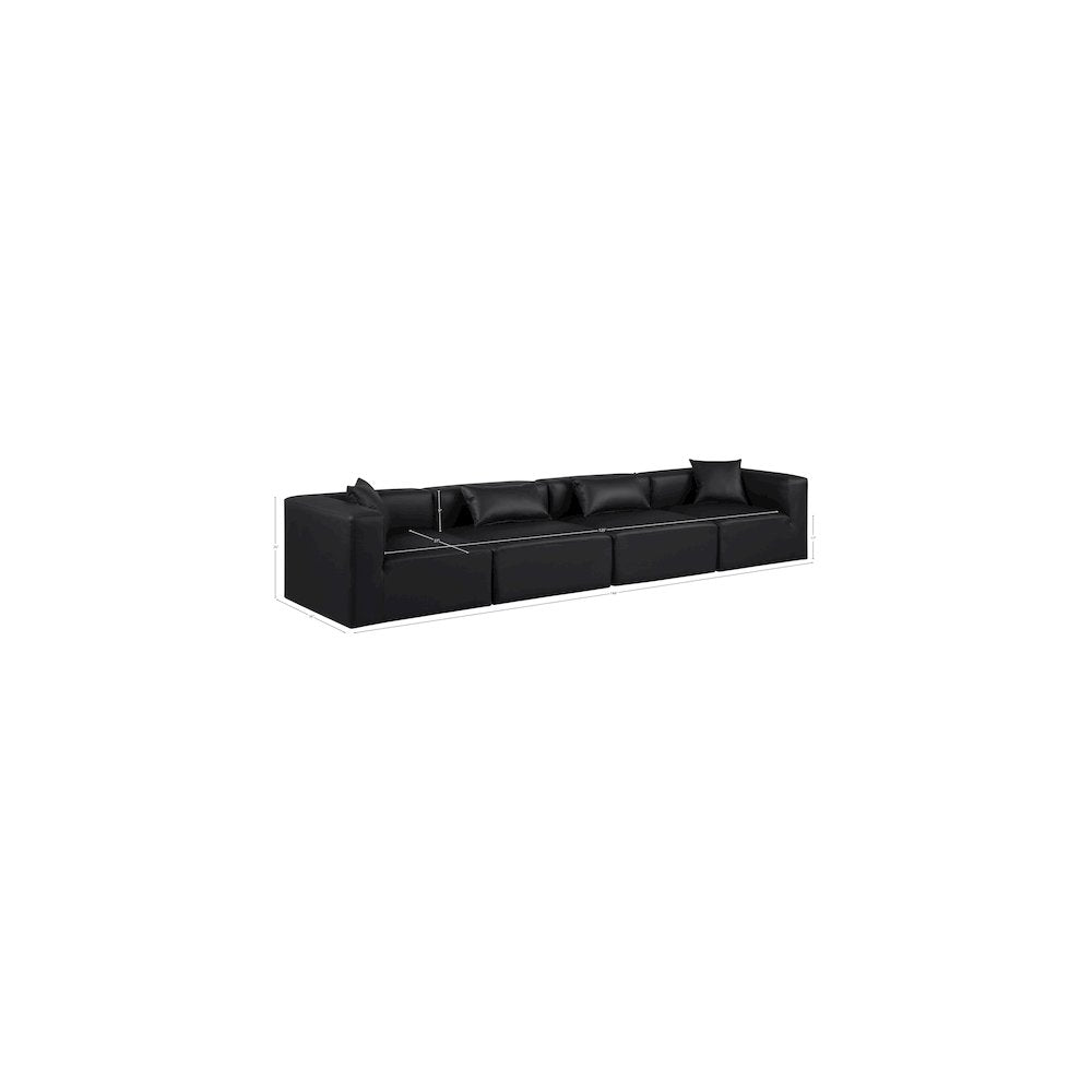 Cube Black Vegan Leather Modular Sofa