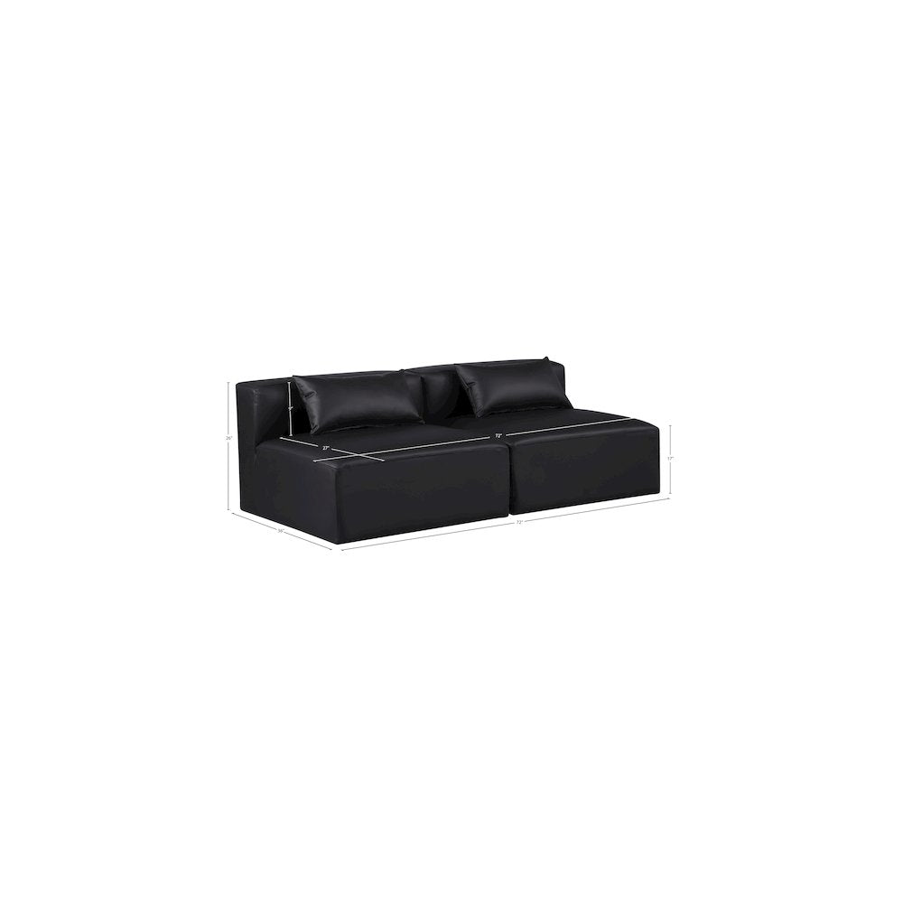 Cube Black Vegan Leather Modular Sofa