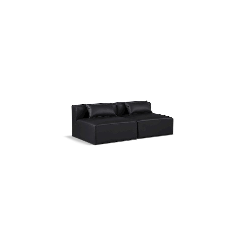 Cube Black Vegan Leather Modular Sofa