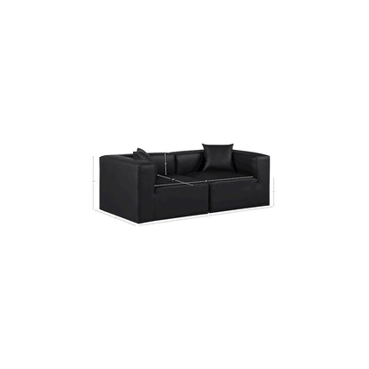 Cube Black Vegan Leather Modular Sofa