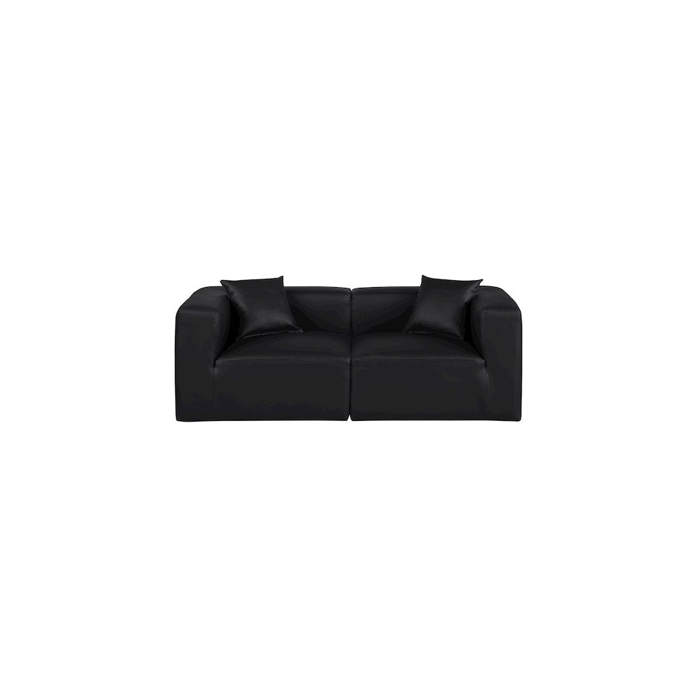Cube Black Vegan Leather Modular Sofa