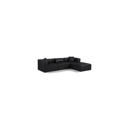 Cube Black Vegan Leather Modular Sectional
