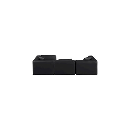 Cube Black Vegan Leather Modular Sectional