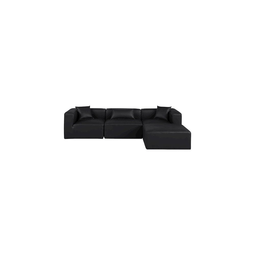 Cube Black Vegan Leather Modular Sectional