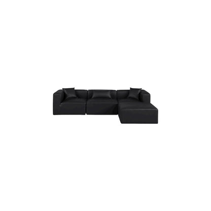 Cube Black Vegan Leather Modular Sectional
