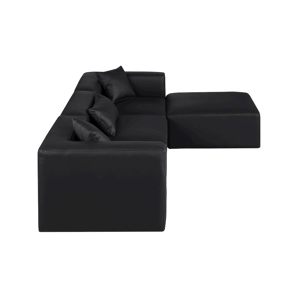 Cube Black Vegan Leather Modular Sectional