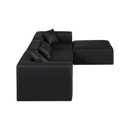 Cube Black Vegan Leather Modular Sectional
