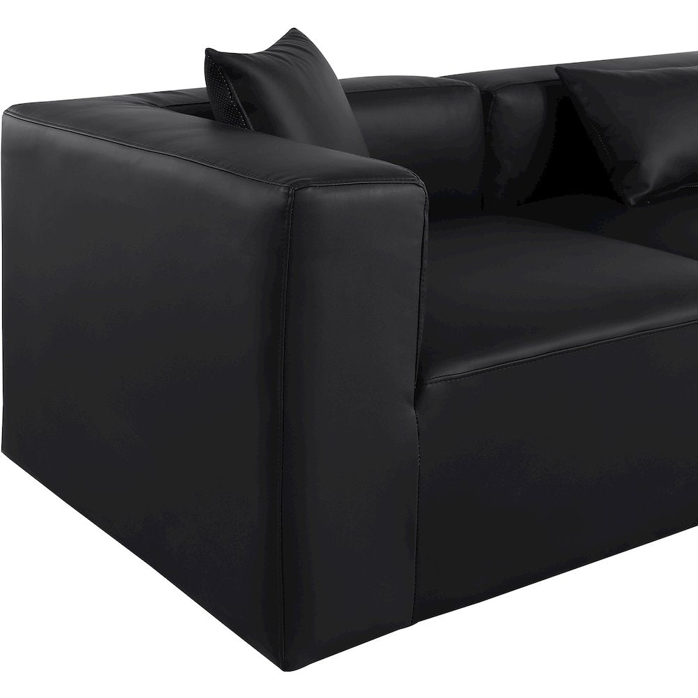 Cube Black Vegan Leather Modular Sectional