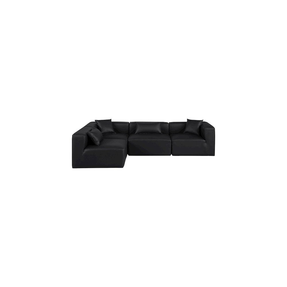 Cube Black Vegan Leather Modular Sectional