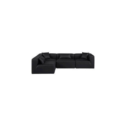 Cube Black Vegan Leather Modular Sectional