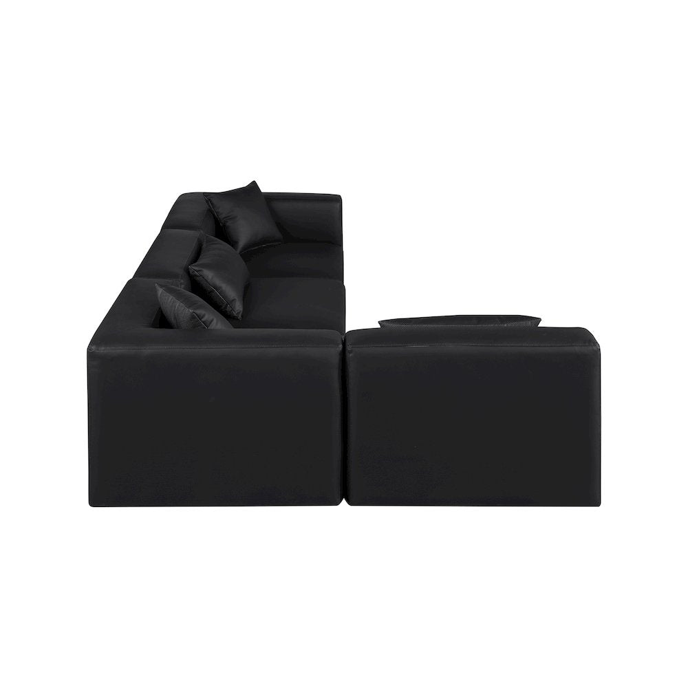 Cube Black Vegan Leather Modular Sectional