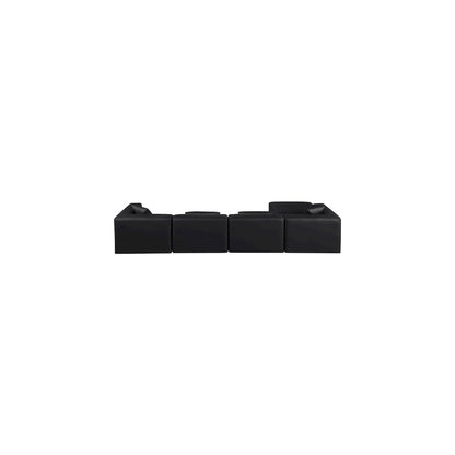 Cube Black Vegan Leather Modular Sectional