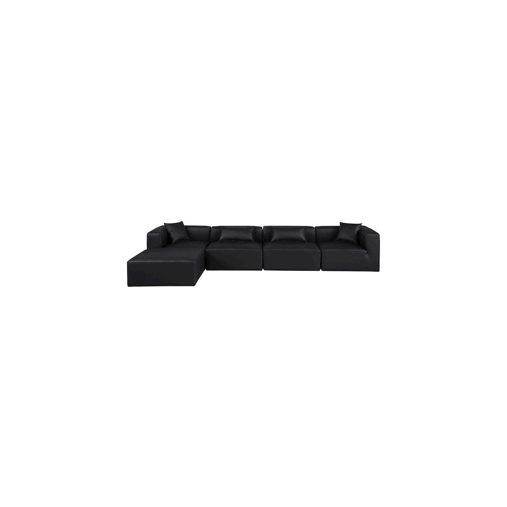 Cube Black Vegan Leather Modular Sectional
