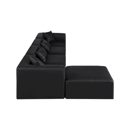 Cube Black Vegan Leather Modular Sectional