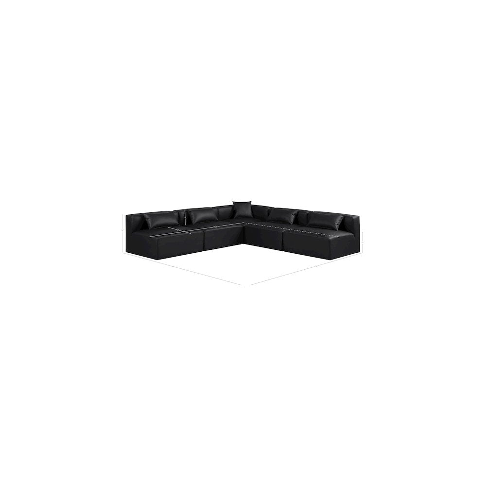 Cube Black Vegan Leather Modular Sectional