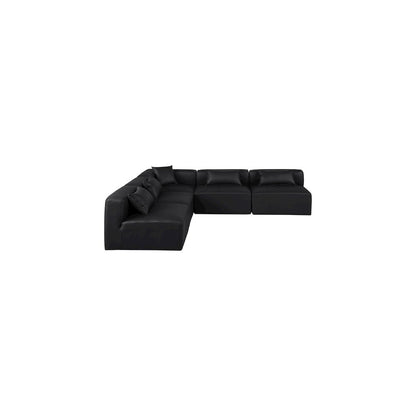 Cube Black Vegan Leather Modular Sectional