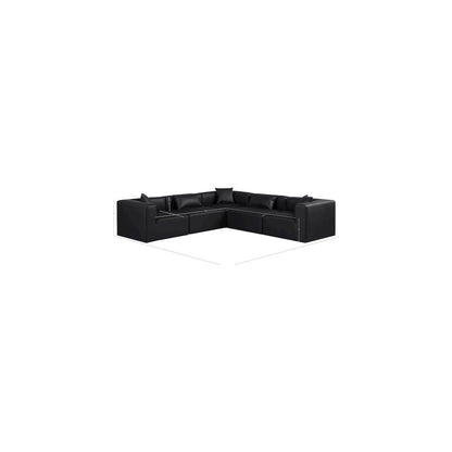 Cube Black Vegan Leather Modular Sectional