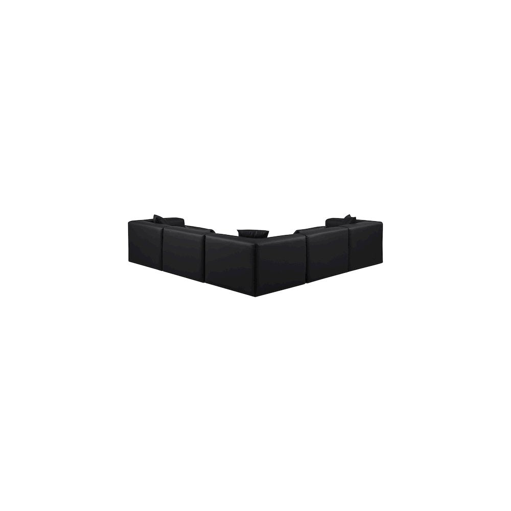 Cube Black Vegan Leather Modular Sectional