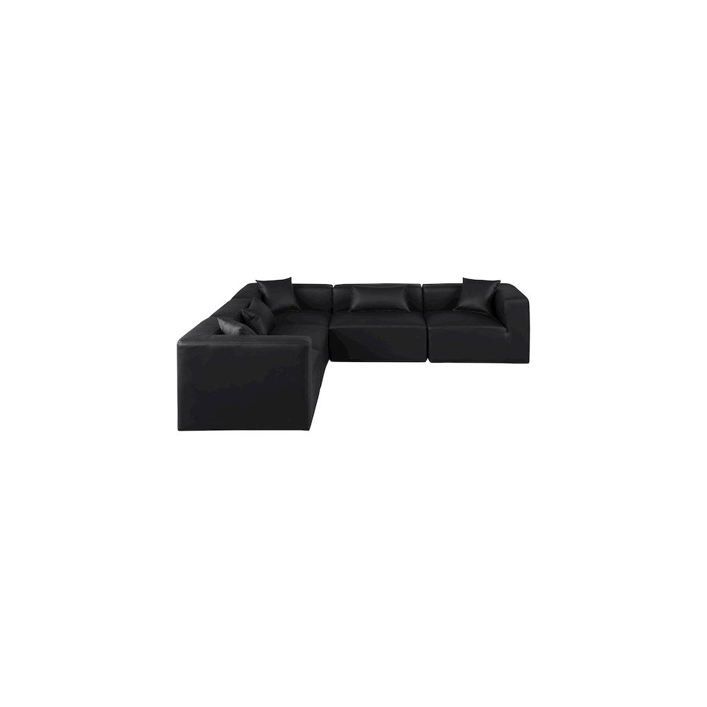 Cube Black Vegan Leather Modular Sectional