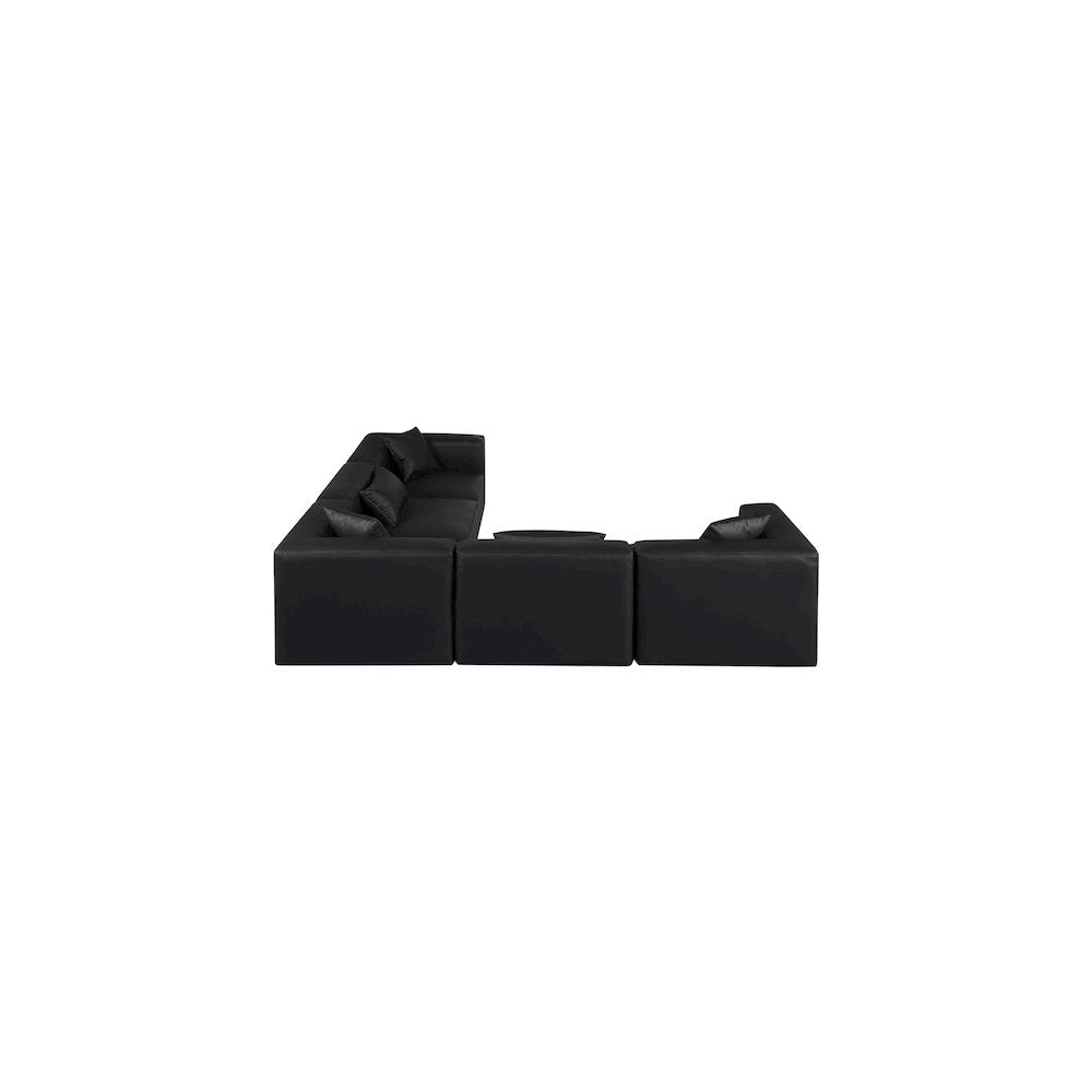 Cube Black Vegan Leather Modular Sectional