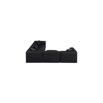 Cube Black Vegan Leather Modular Sectional