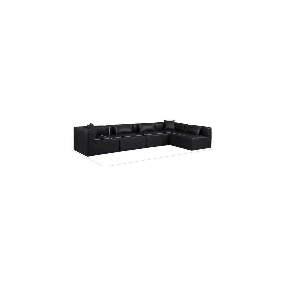 Cube Black Vegan Leather Modular Sectional