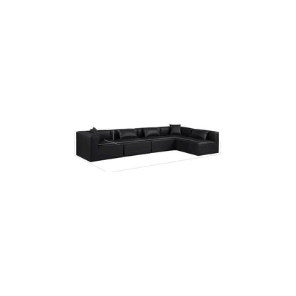 Cube Black Vegan Leather Modular Sectional