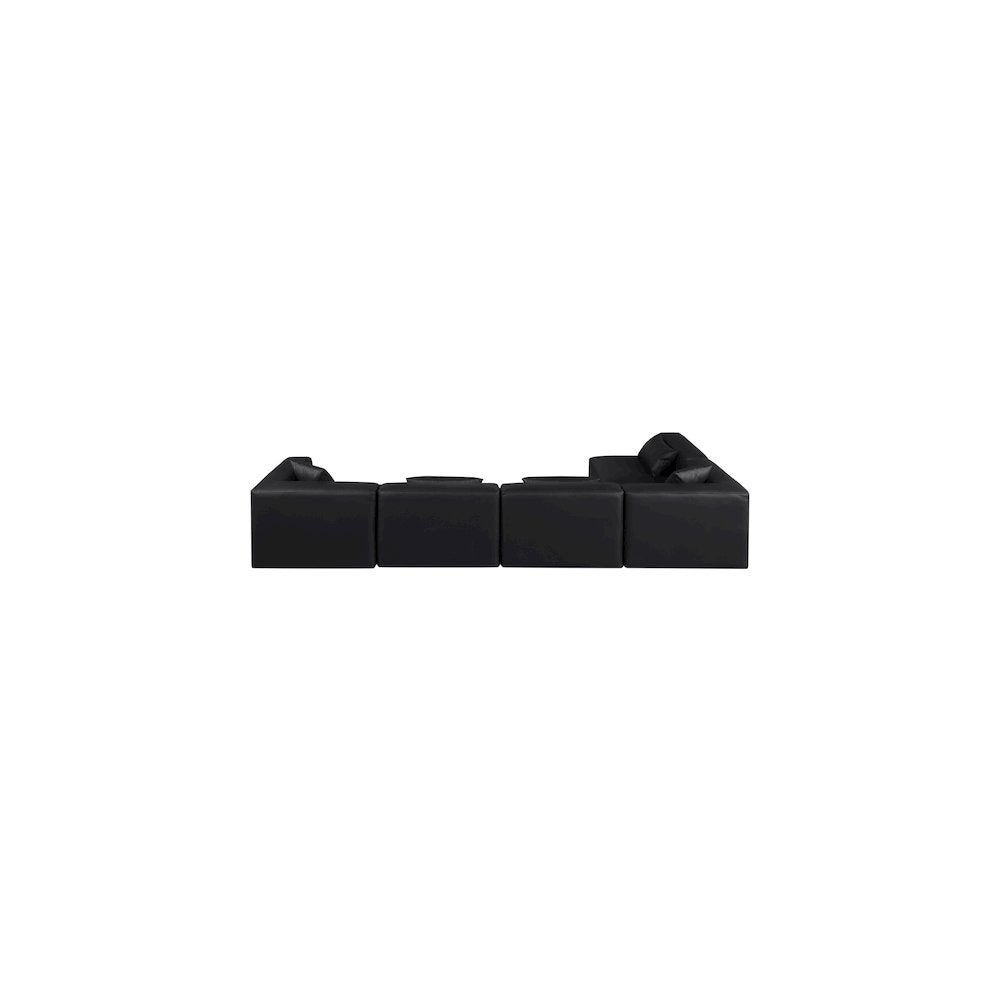 Cube Black Vegan Leather Modular Sectional