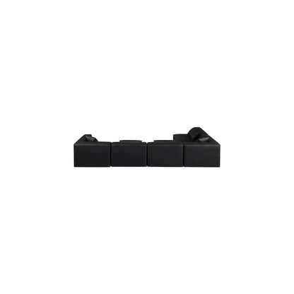 Cube Black Vegan Leather Modular Sectional