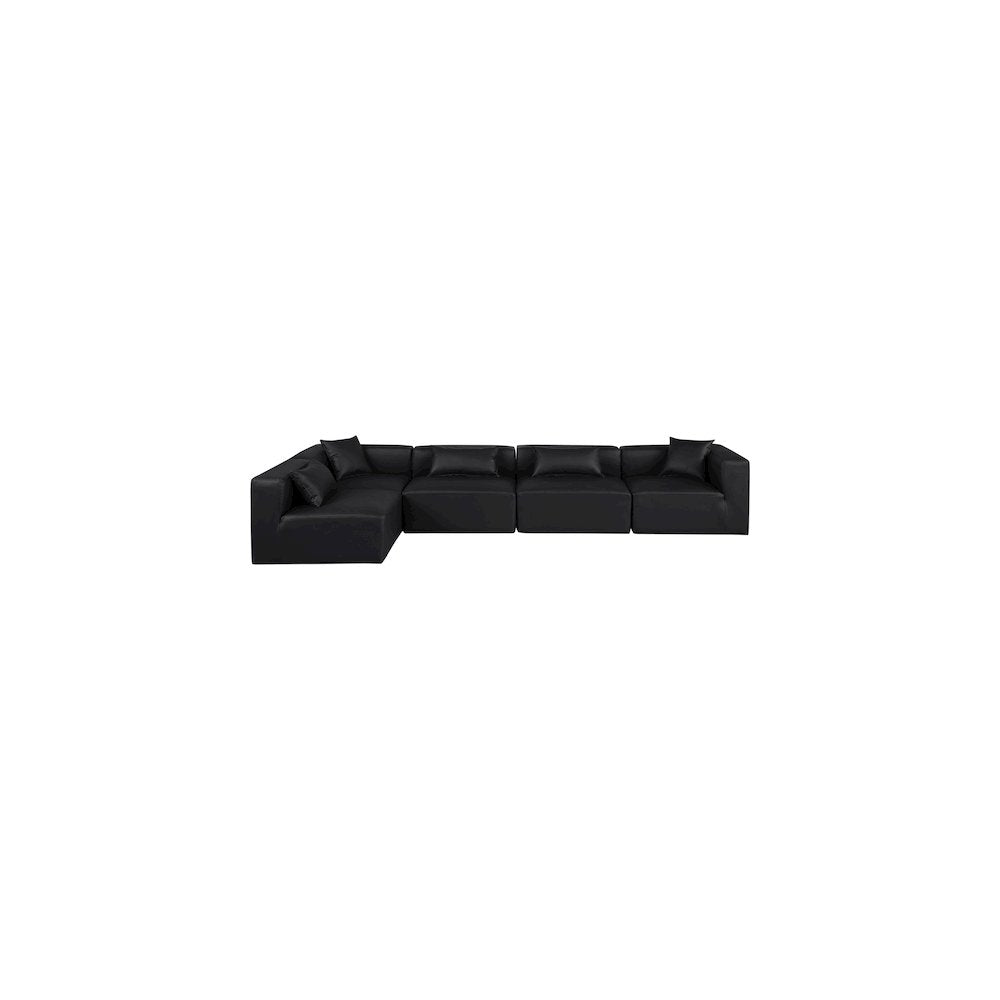 Cube Black Vegan Leather Modular Sectional