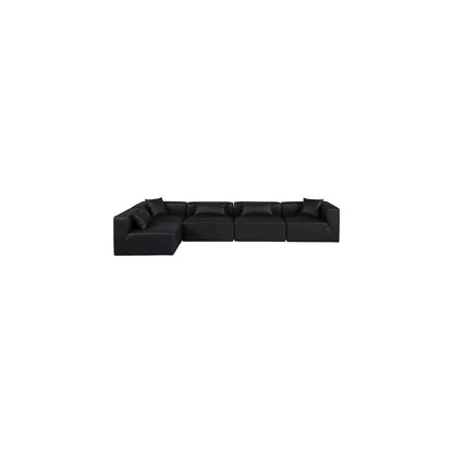 Cube Black Vegan Leather Modular Sectional